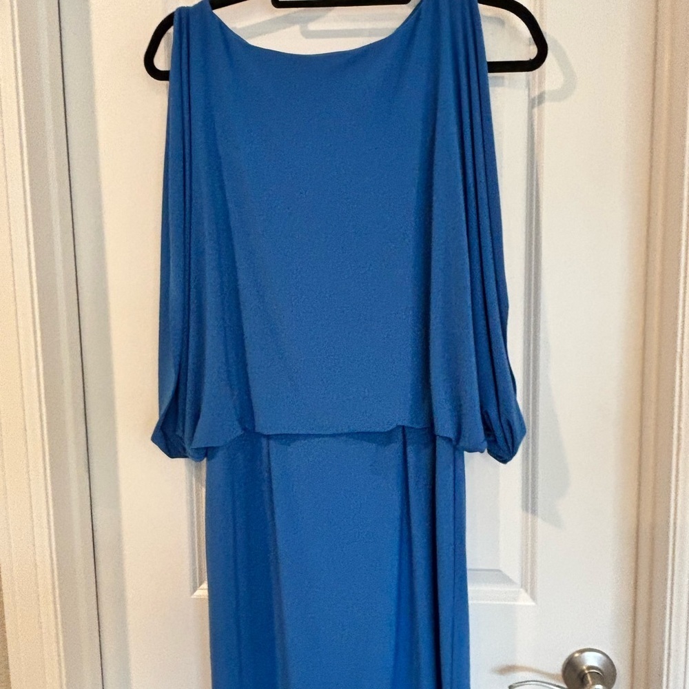 Jessica Simpson Blue Asymmetrical Cut Out Gown